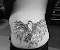 Outline Bird Hip Tattoo