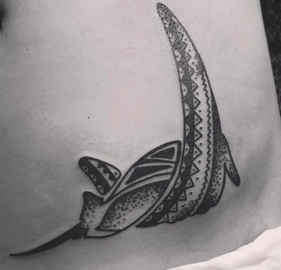 Manta Ray Hip Tattoo