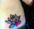 Rainbow Lotus Hip Tattoo