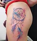 Watercolor Dreamcatcher Hip Tattoo