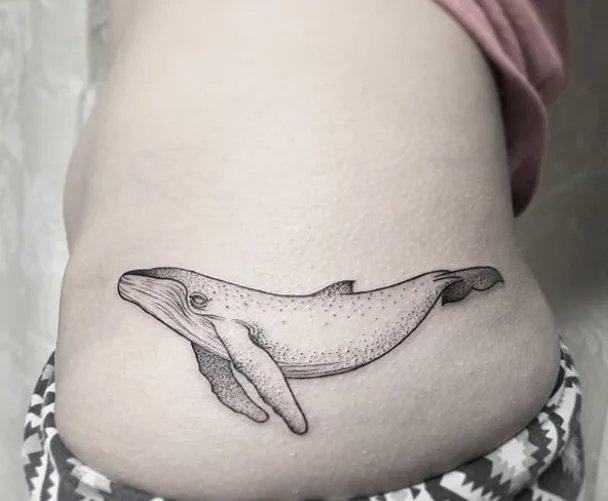 Humpback Whale Hip Tattoo