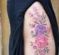 Watercolor Floral Hip Tattoo