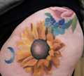 Watercolor Sunflower Hip Tattoo