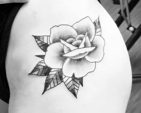 Old School Rose Hip Tattoo