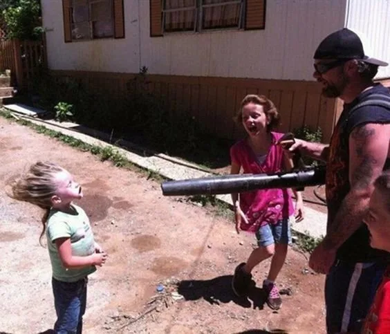 Leaf Blower Dad Fail