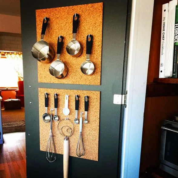 Cork Board Measuring Cup Storage