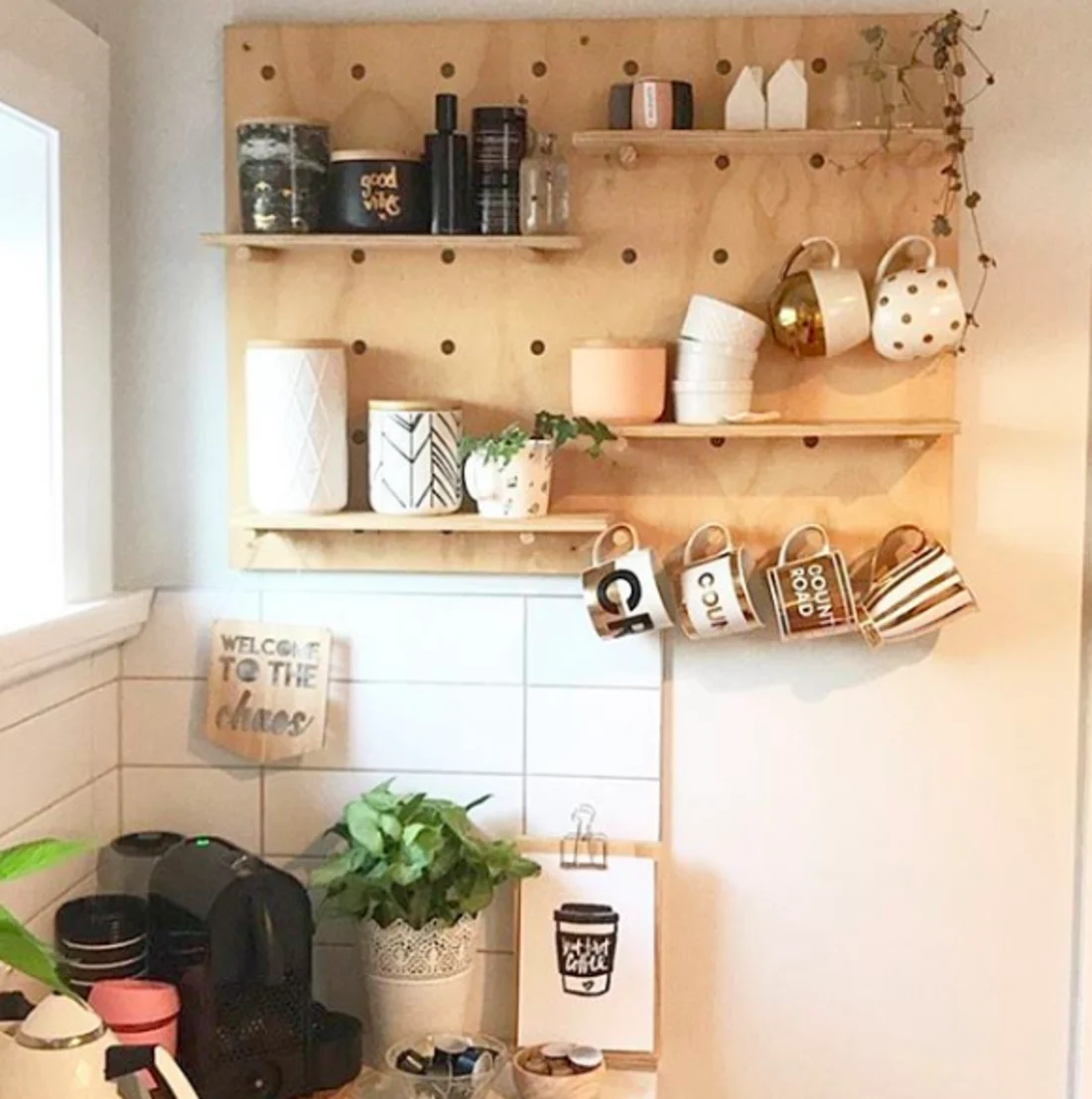 Peg Board for Coffee Cups