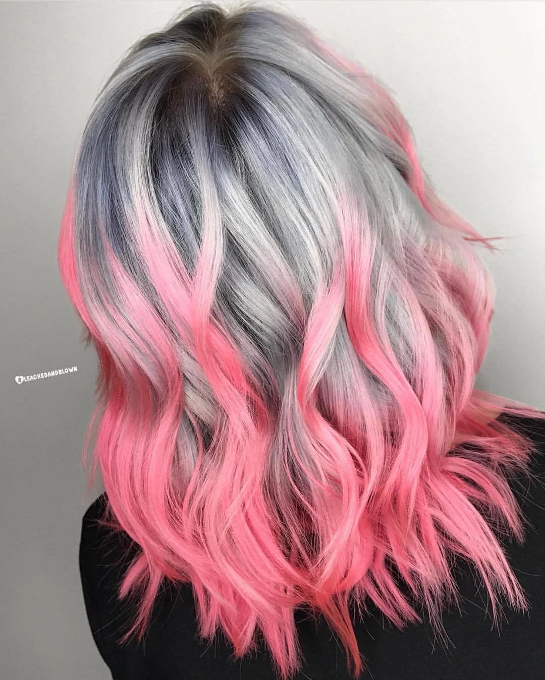 Pink & Silver Hair Color
