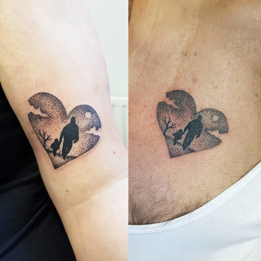 Dotted Heart Father-Daughter Tattoos