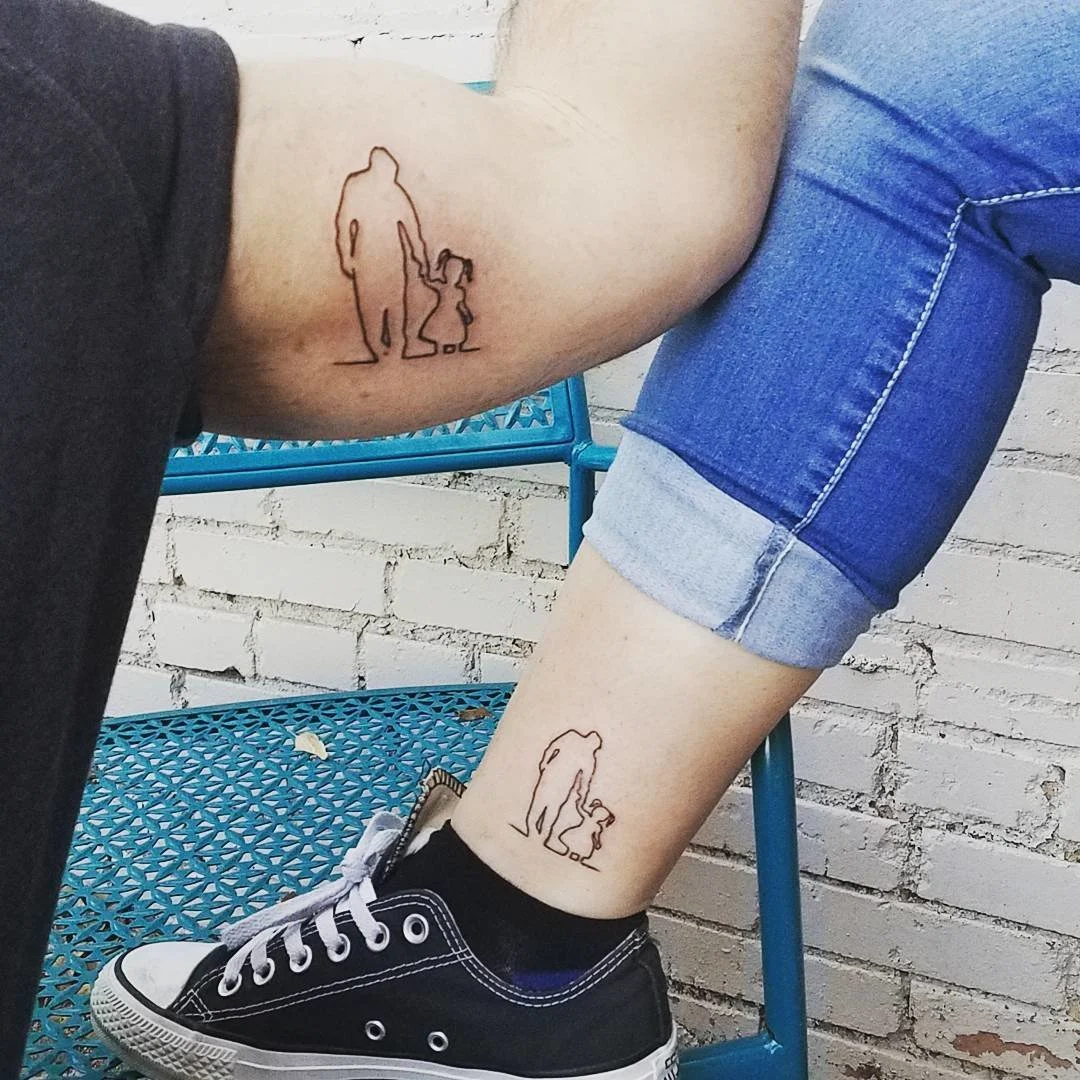 Outline Father-Daughter Tattoos