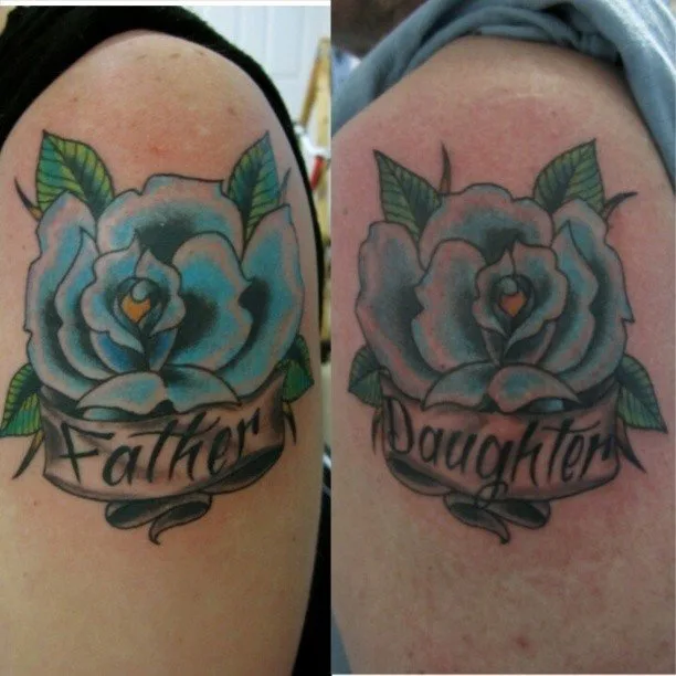 Blue Rose Father-Daughter Tattoos