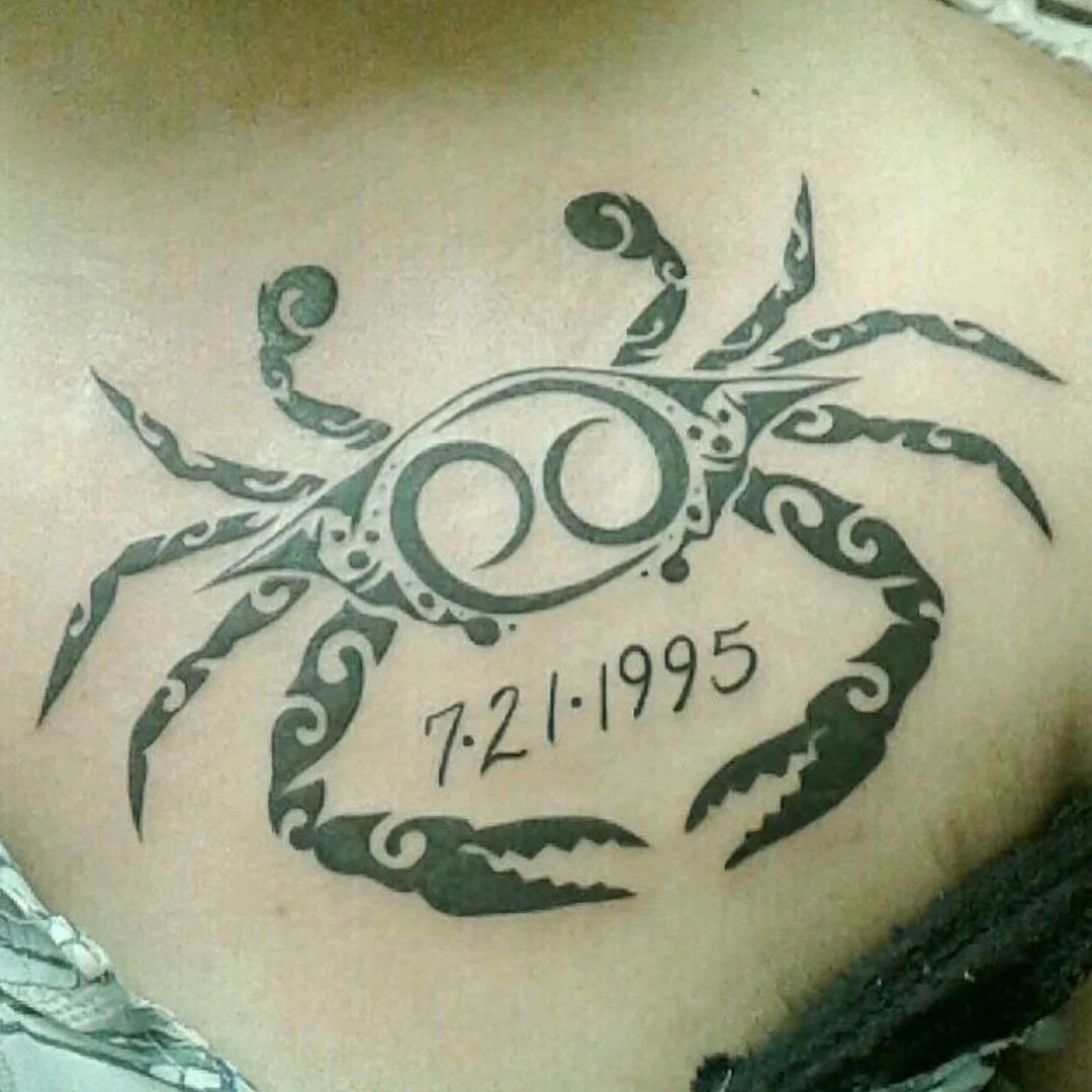 Swirly Cancer Zodiac Tattoo