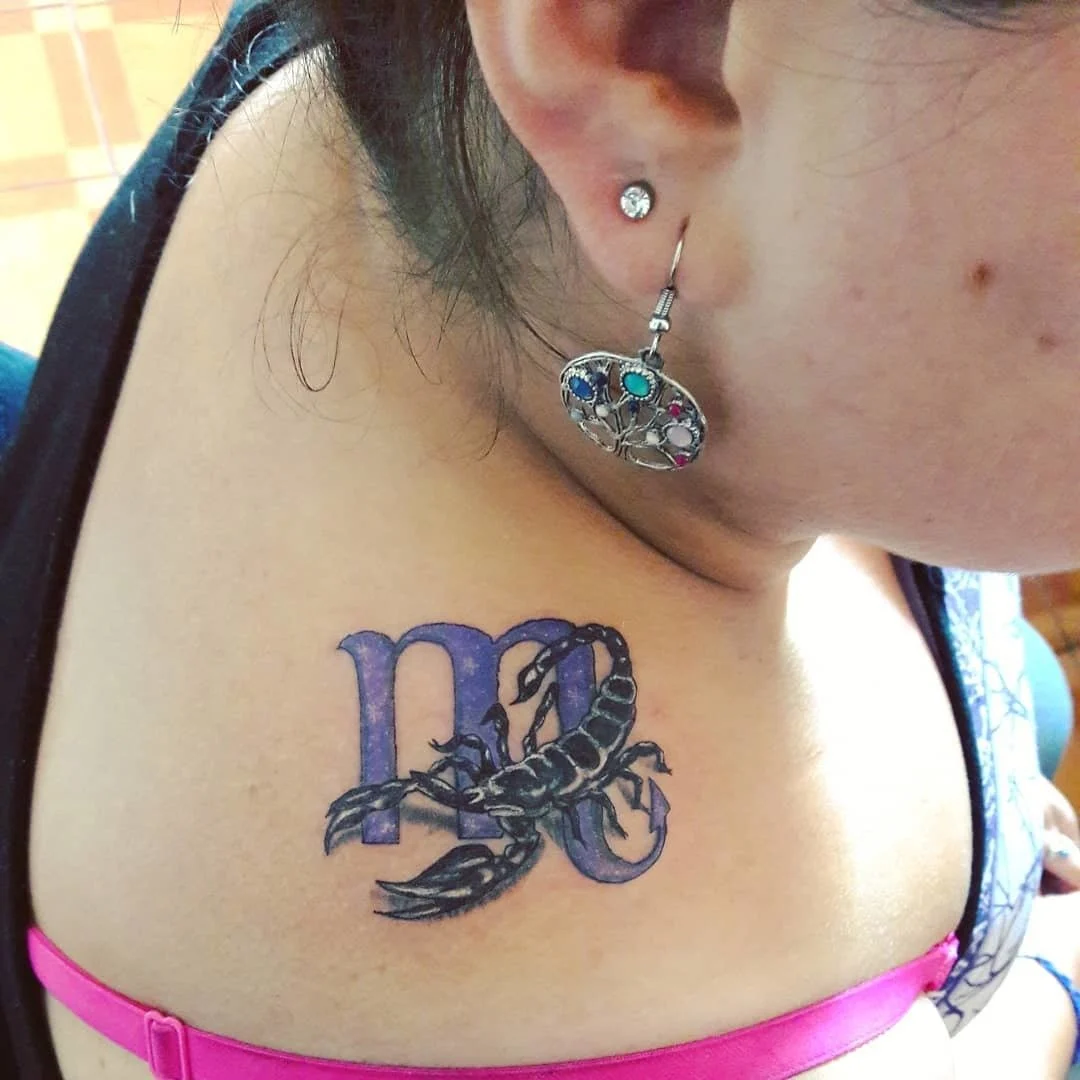 Purple Scorpio Zodiac Tattoo