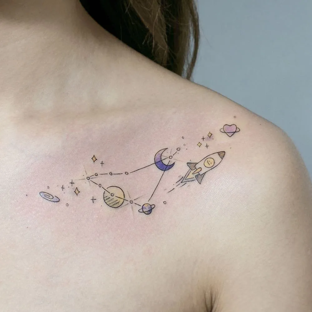 Rocket Ship Zodiac Tattoo