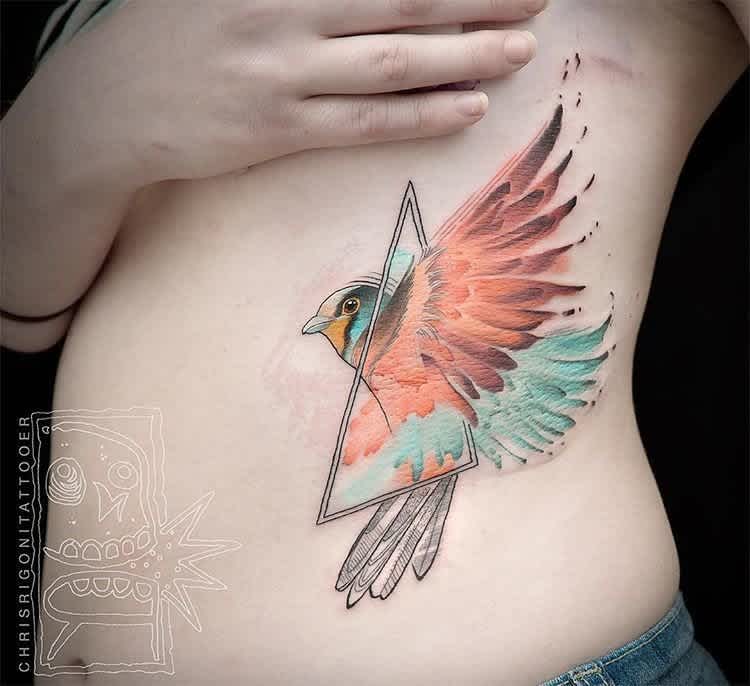 Colorful Bird First Tattoo