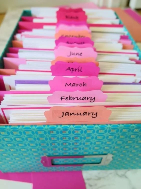 Sort Unused Greeting Cards by Month