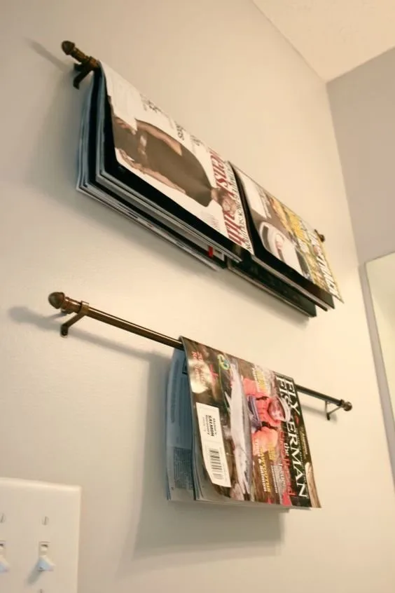 Hang Magazines on Curtain Rods