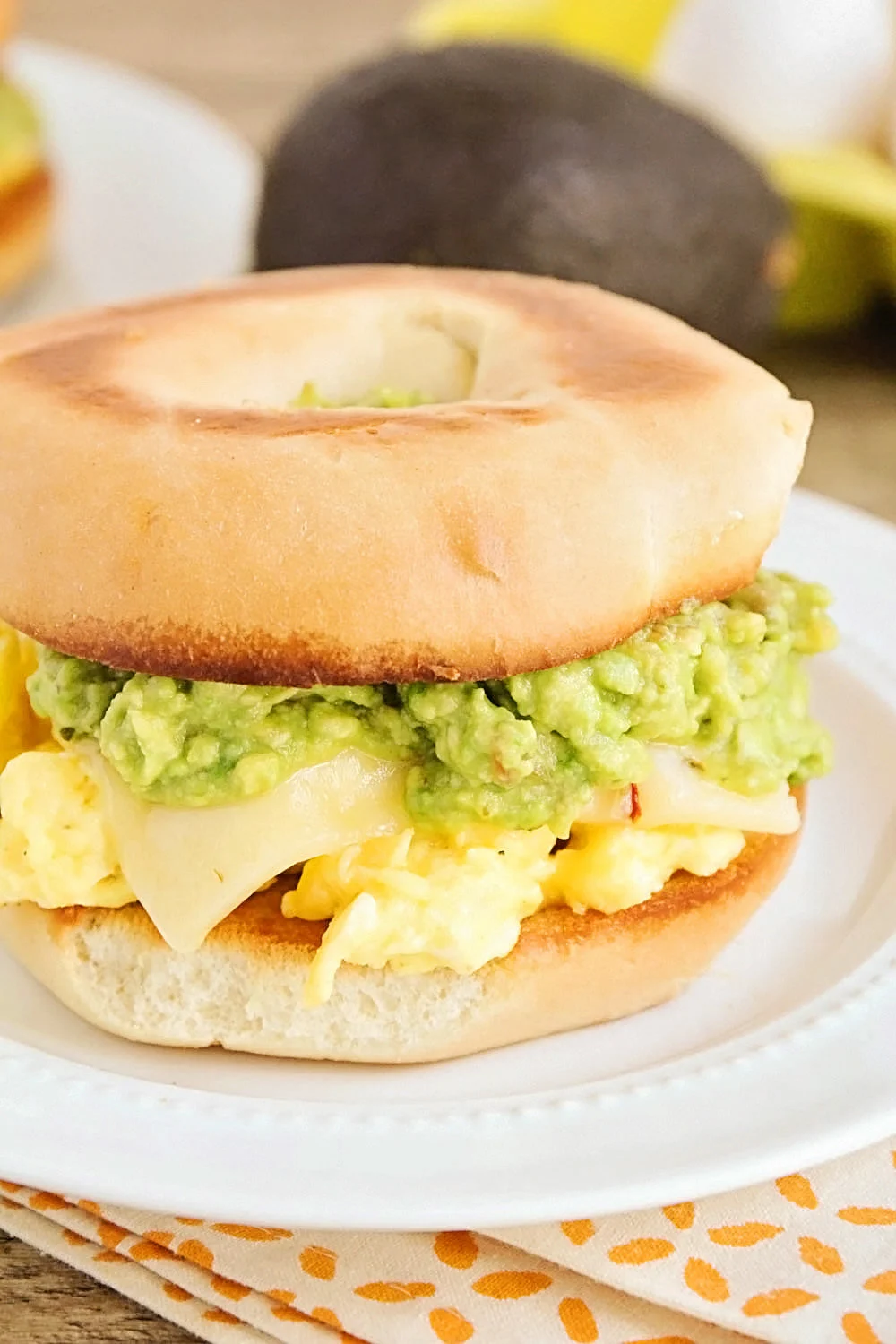 Guacamole and Pepper Jack Breakfast Bagels