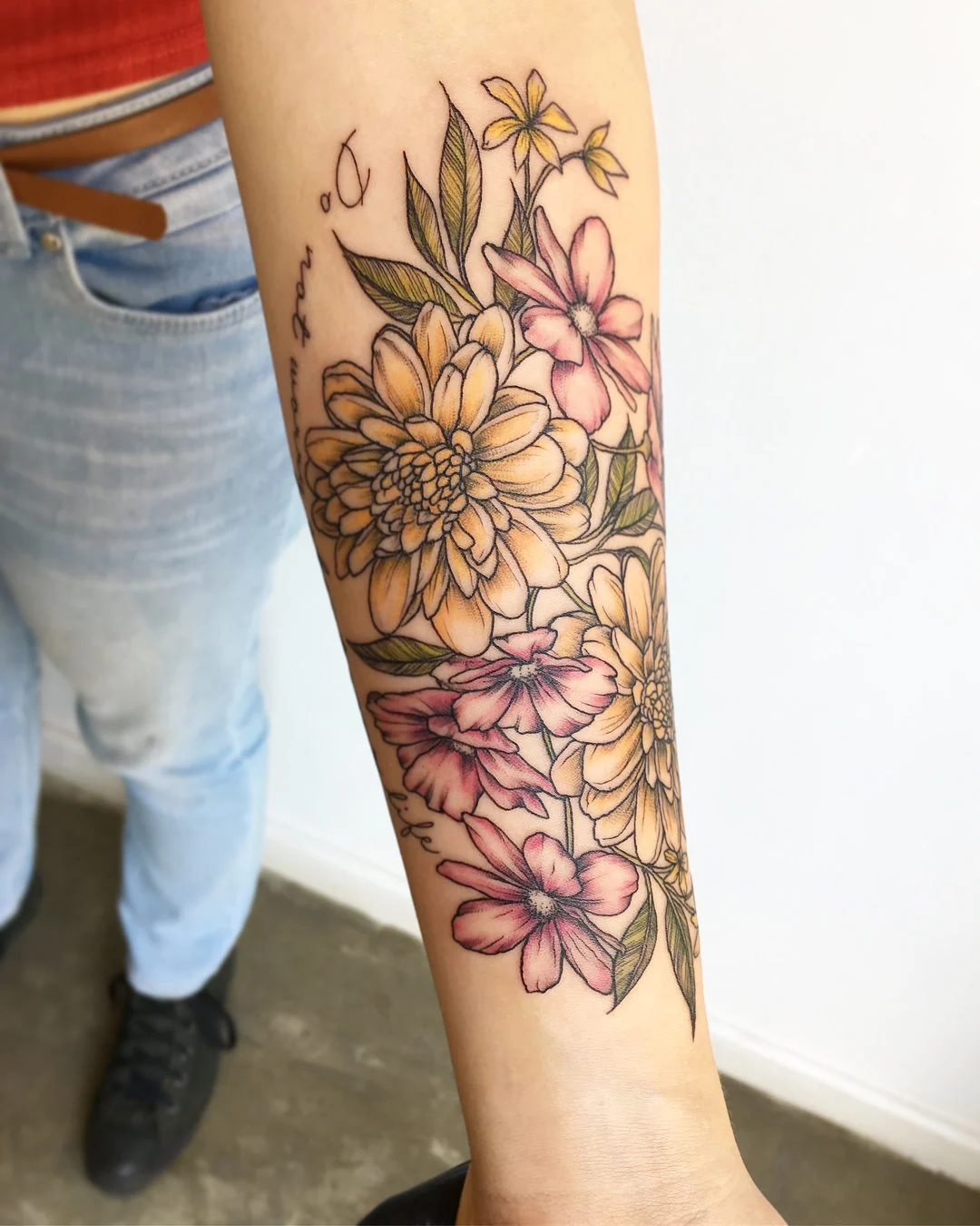 Arm Piece Vintage Flower Tattoo