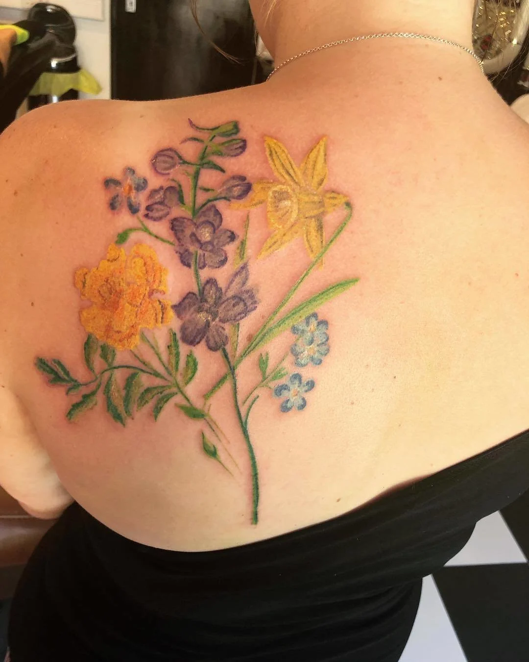 Simple Bouquet Vintage Flower Tattoo