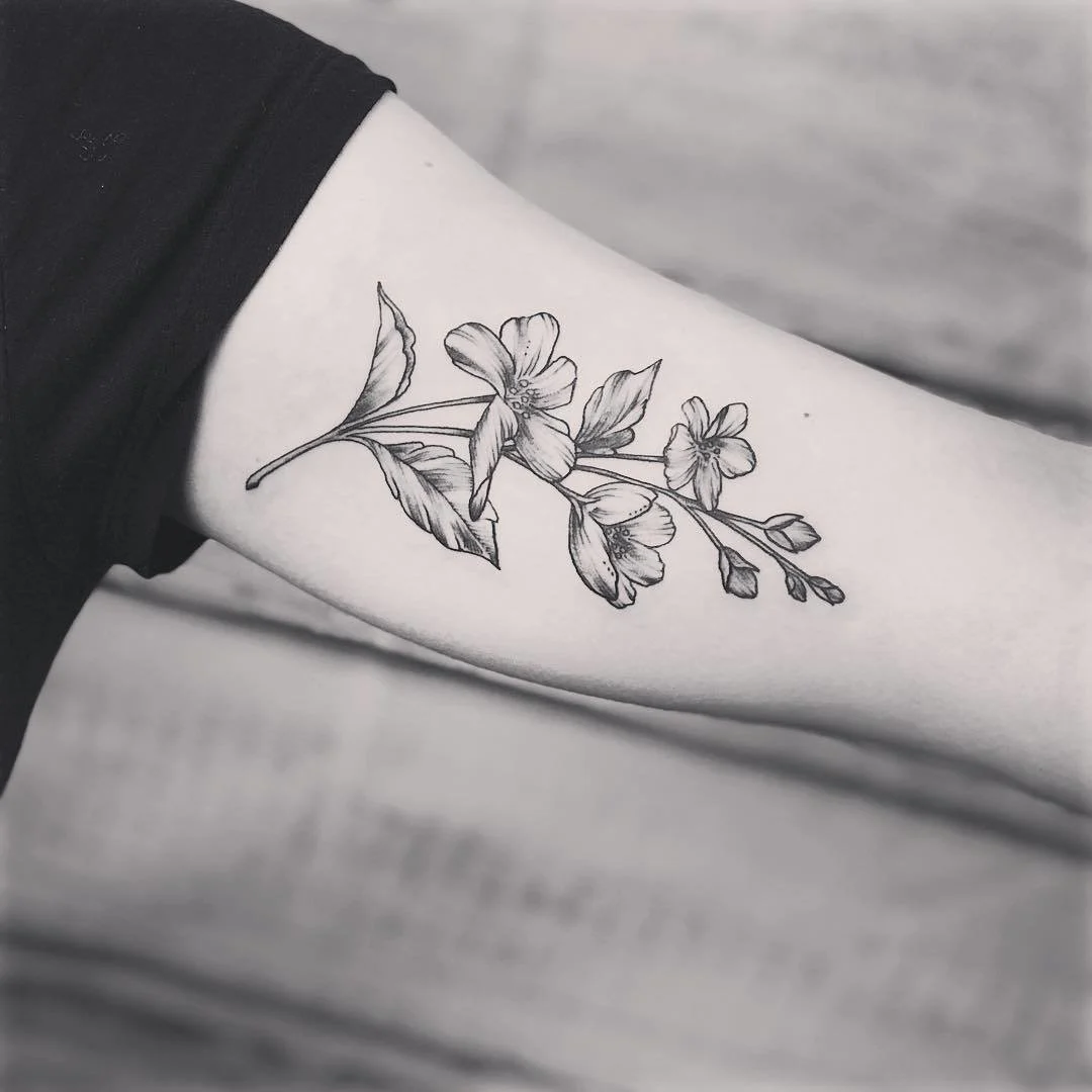 Black & White Vintage Flower Tattoo
