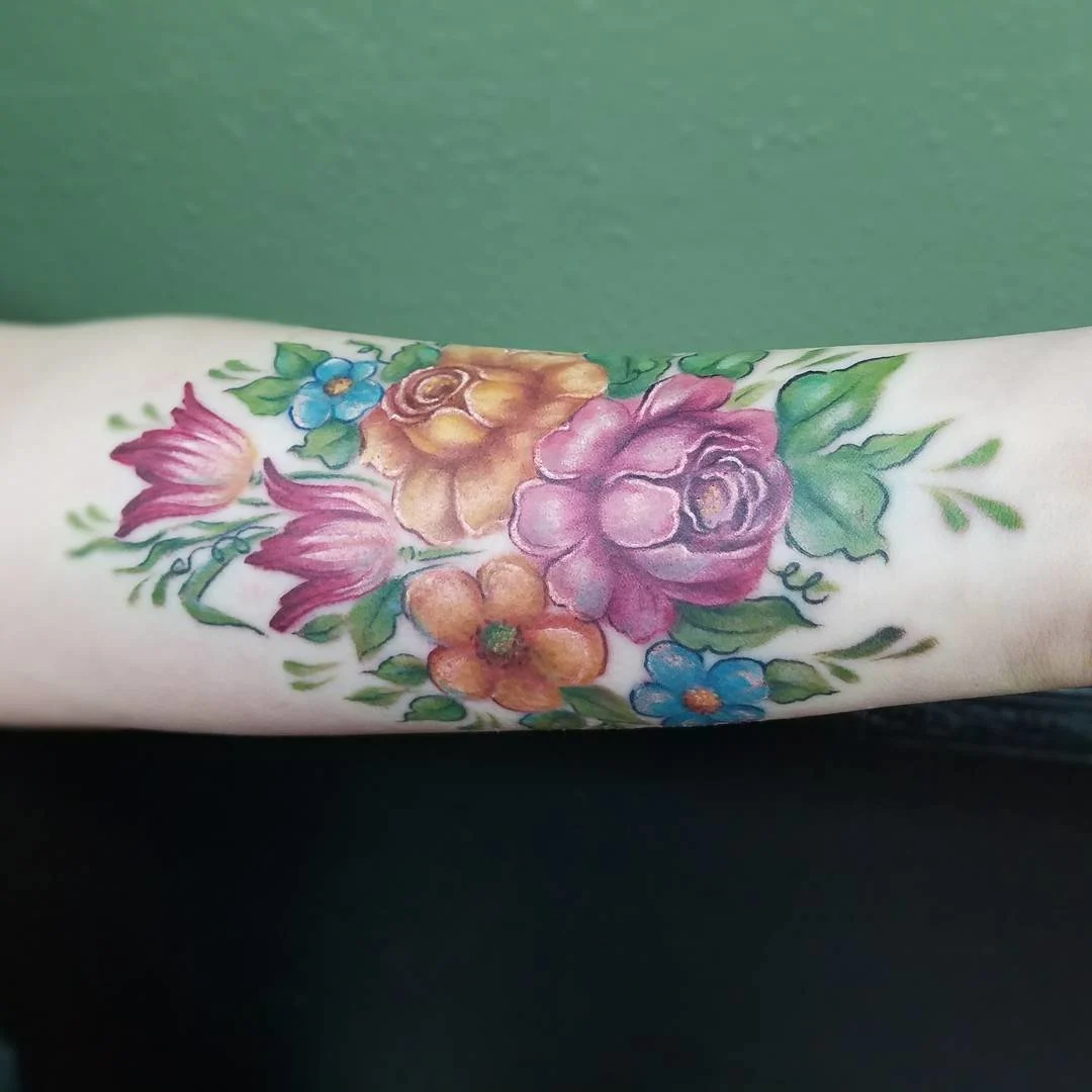Sentimental Vintage Flower Tattoo