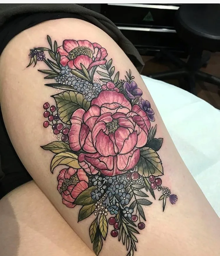 Bold Vintage Flower Tattoo