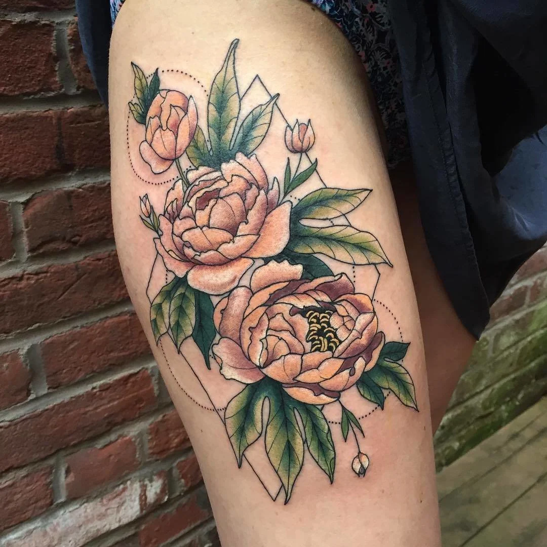 Geometric Vintage Flower Tattoo