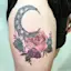 Moon Vintage Flower Tattoo-placeholder