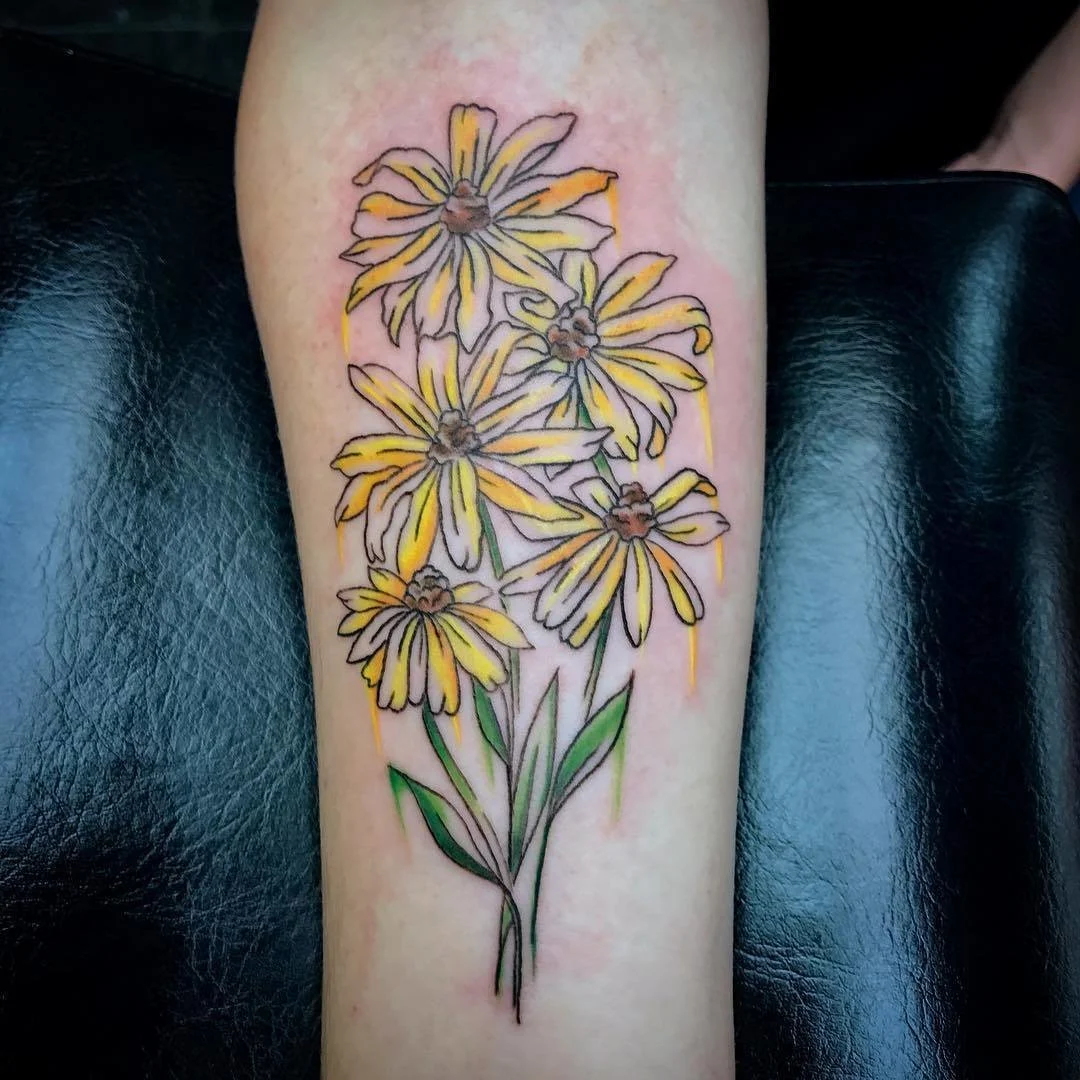 Watercolor Vintage Flower Tattoo