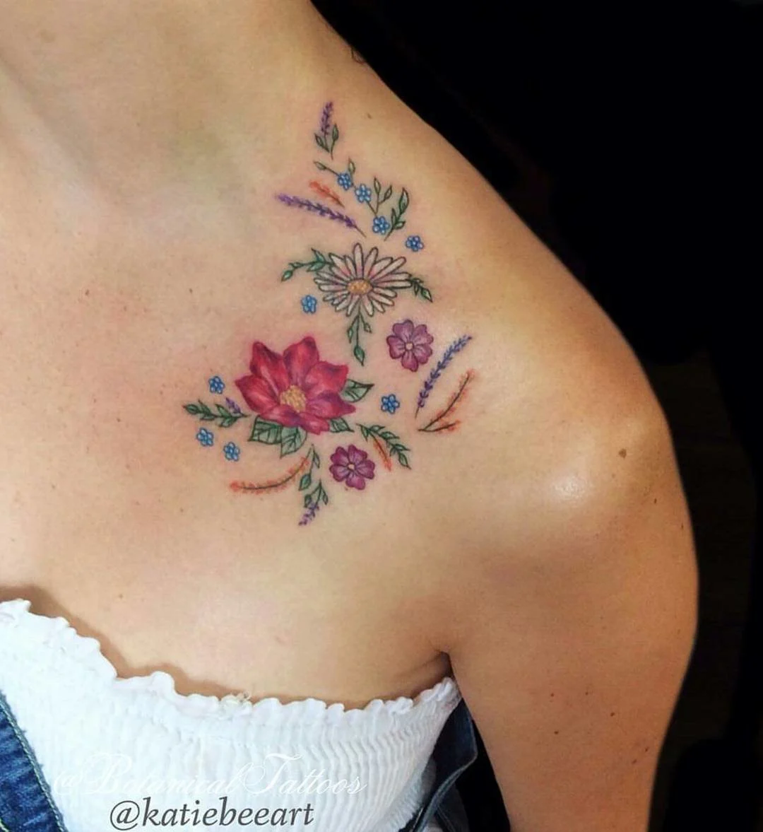 Dainty Vintage Flower Tattoo
