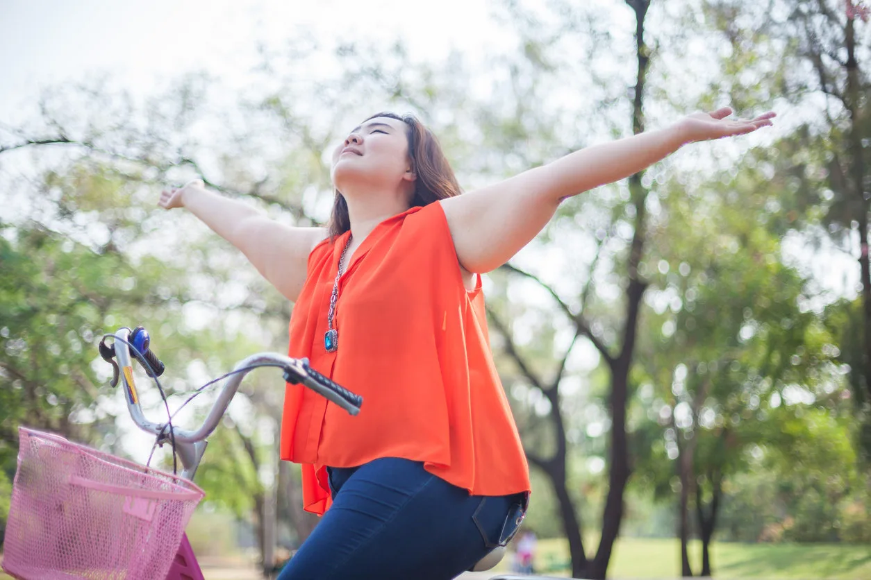 woman riding bike