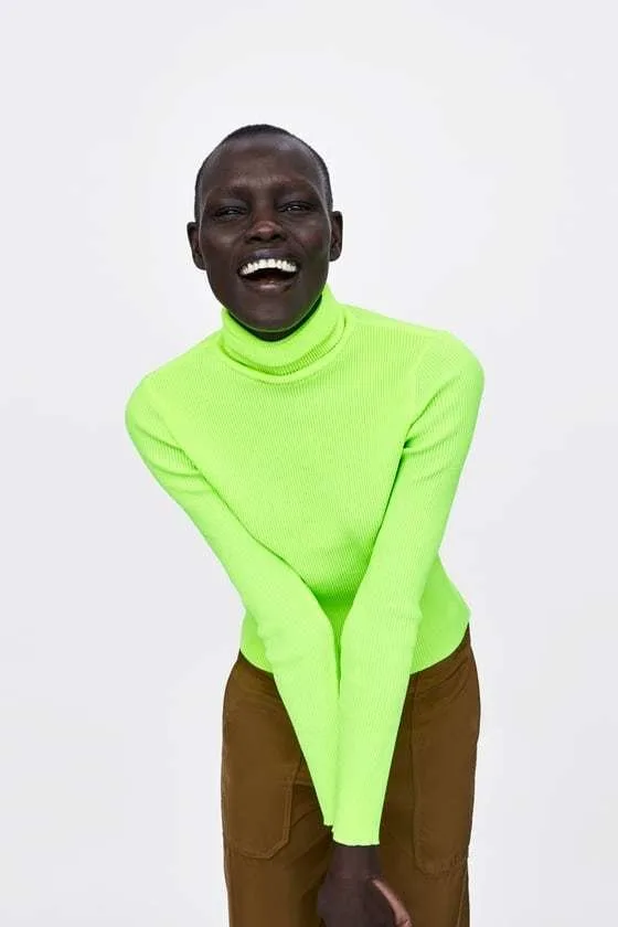 Neon Ribbed Turtleneck