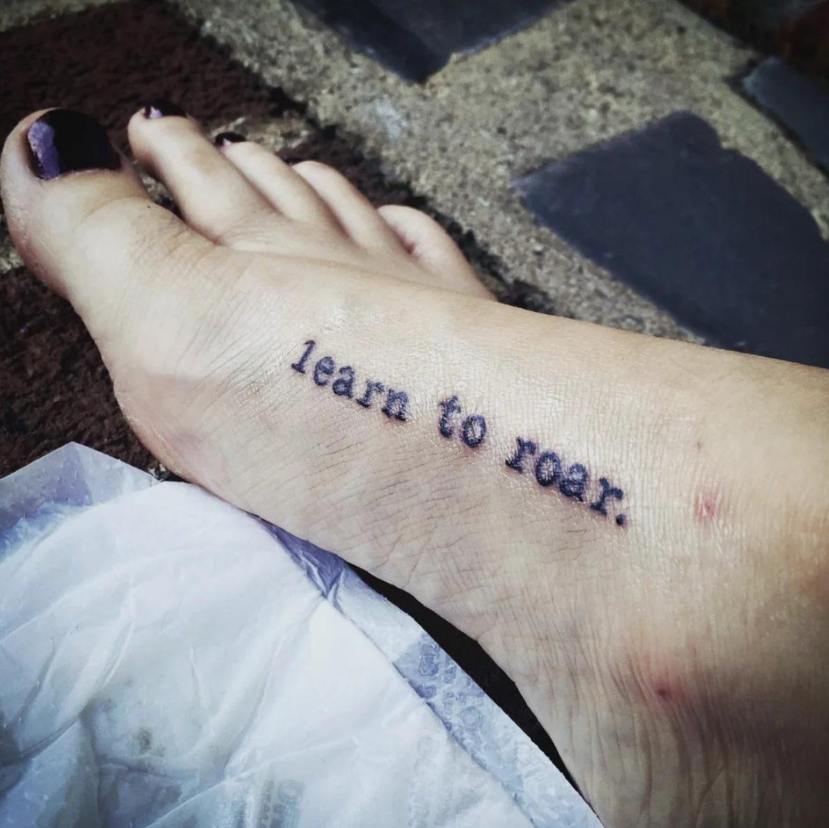 Learn to Roar Quote Tattoo