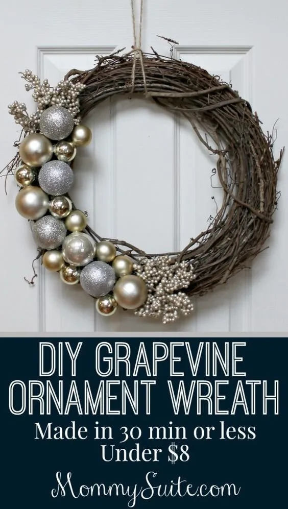 DIY Grapevine Ornament Wreath