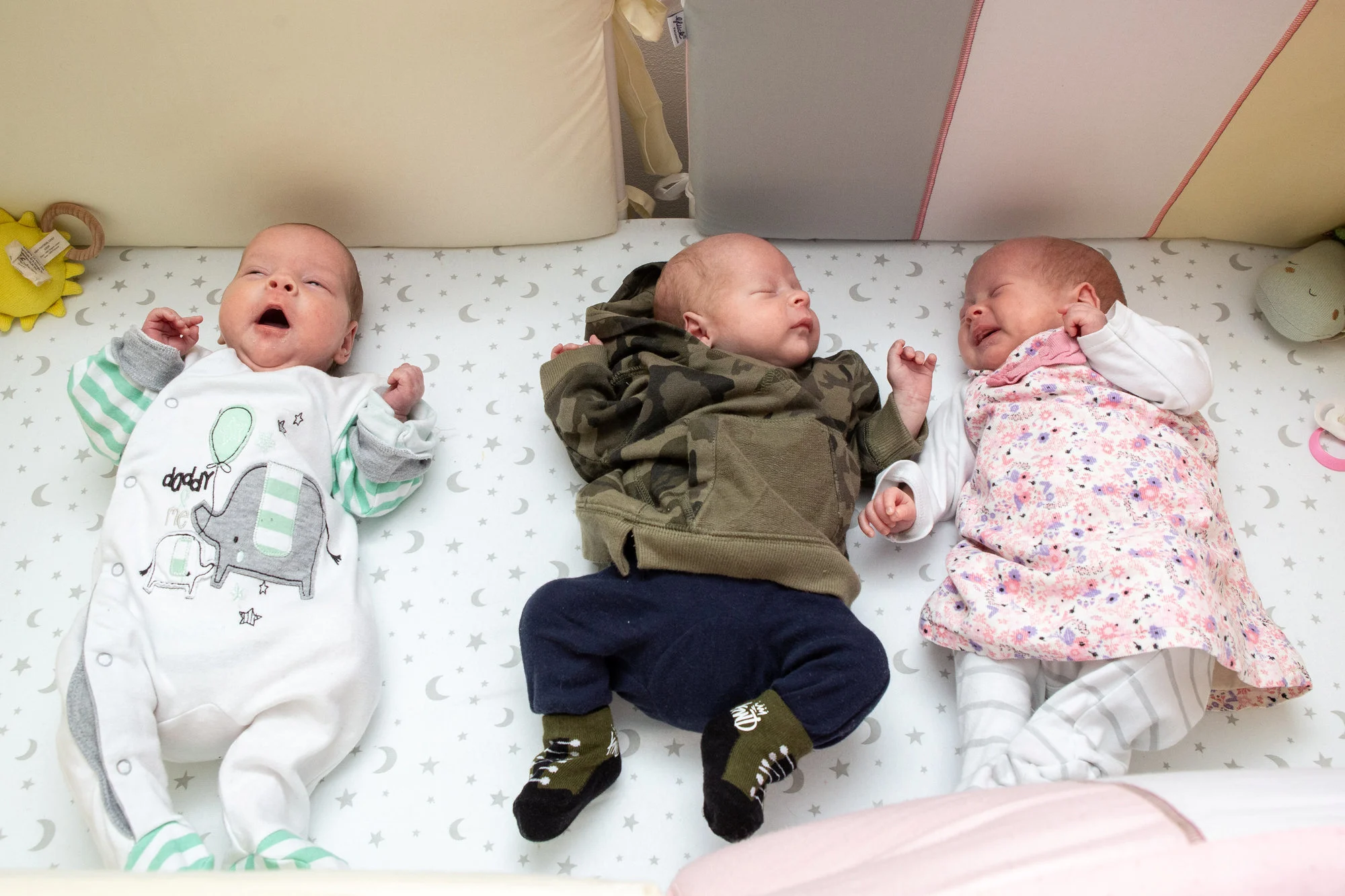 "I still can't quite believe it when I look at the three of them. I'm so happy," she added.