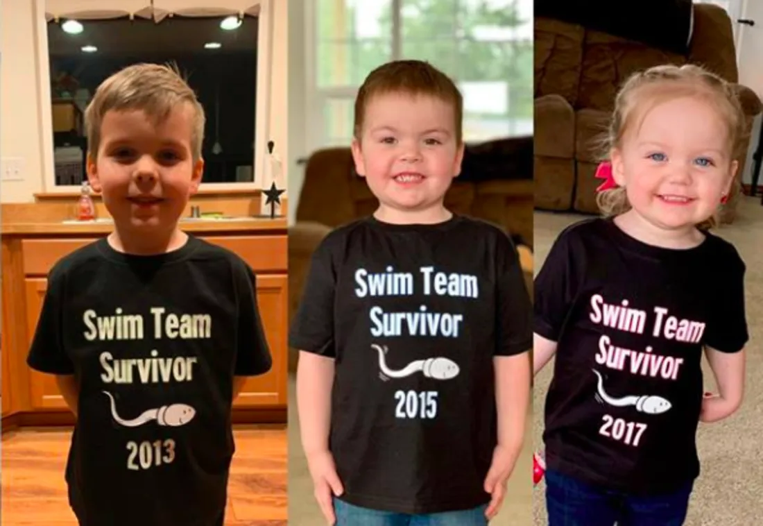 Next, she set out to have custom tees made up for her kids to wear when her husband came home from his procedure.