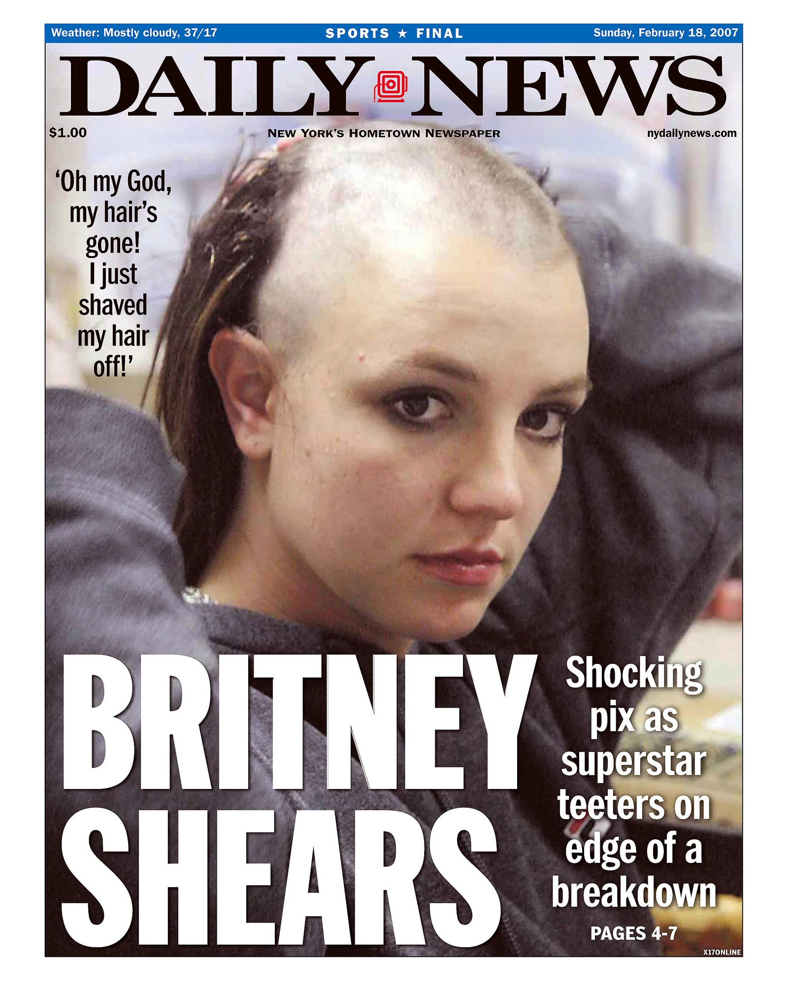 February 16, 2007: Britney Shaved Her Head