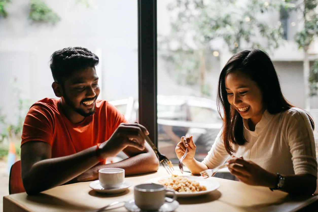 Couple eating out