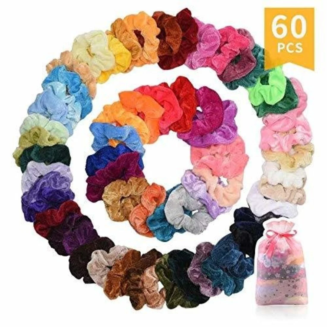 60 Premium Velvet Hair Scrunchies