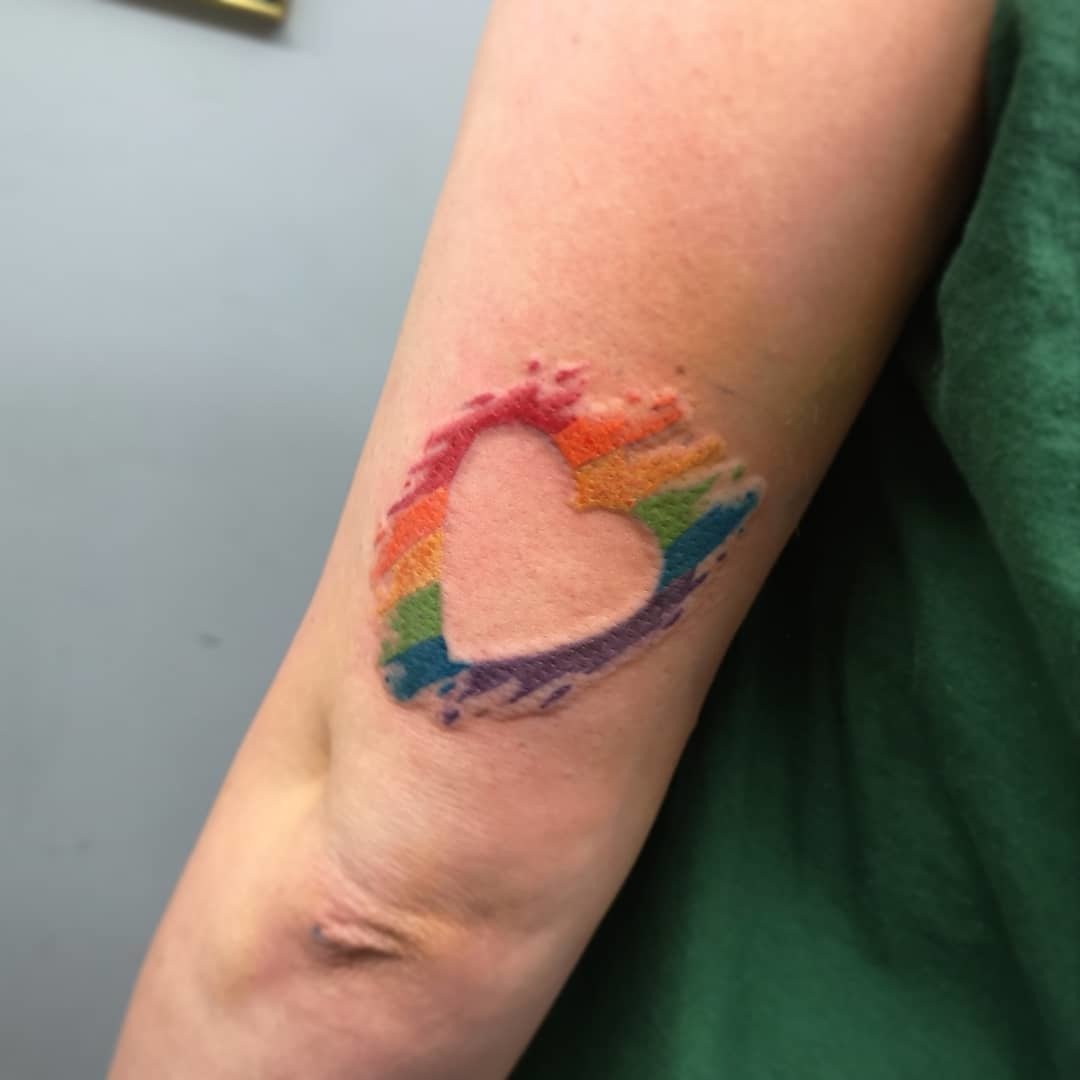 mother and son gay pride tattoo