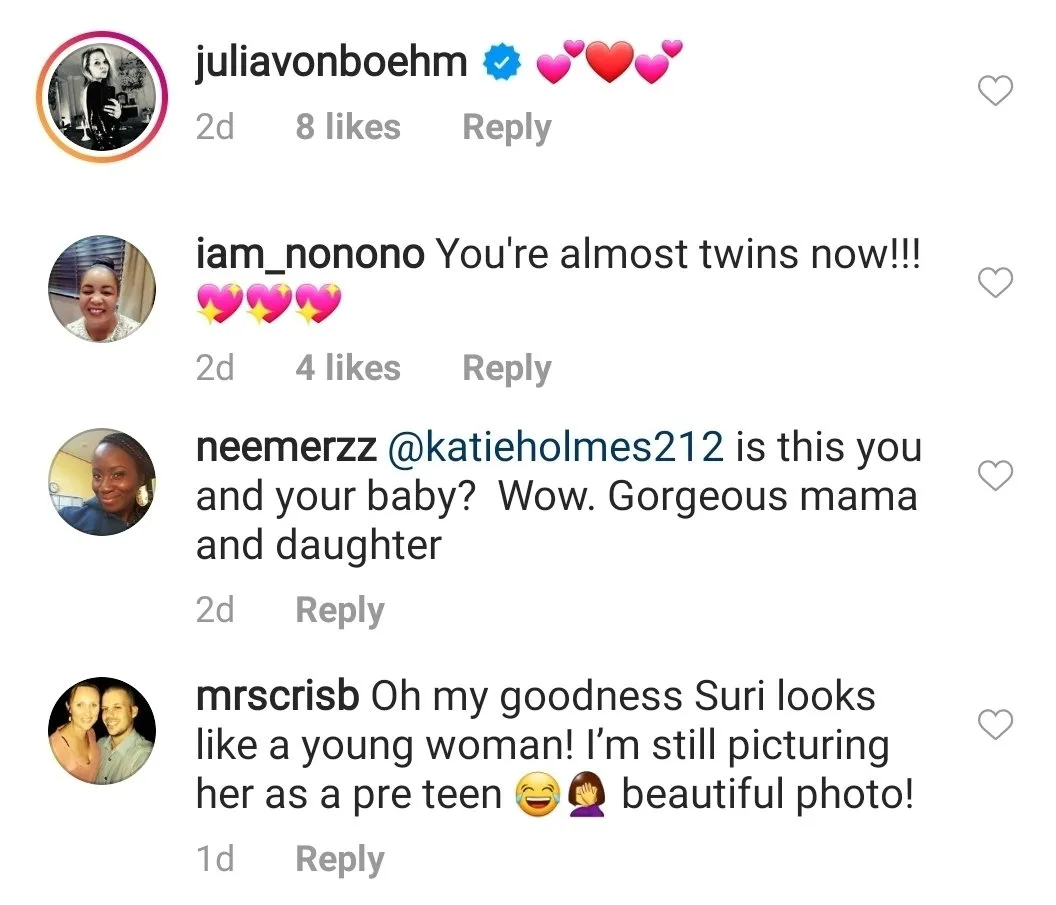 But what's really impressing us is the fact that Suri is so big these days. It looks like she and her mom are close to the same height.