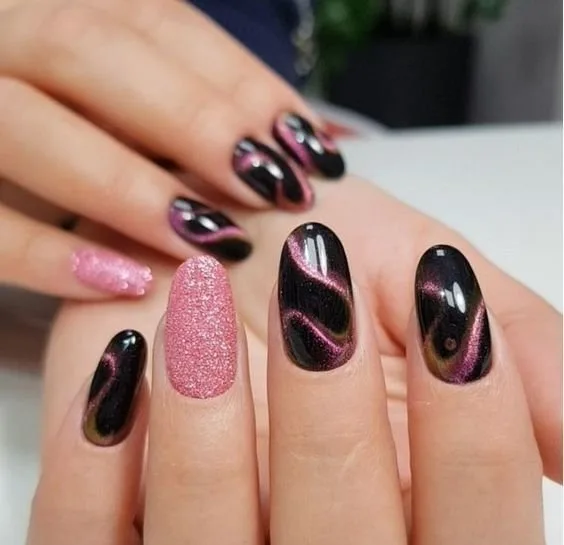 pink cat eye nail