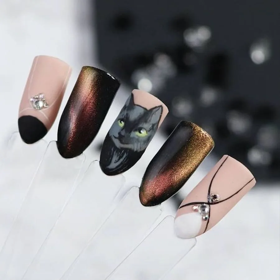 cat design nails