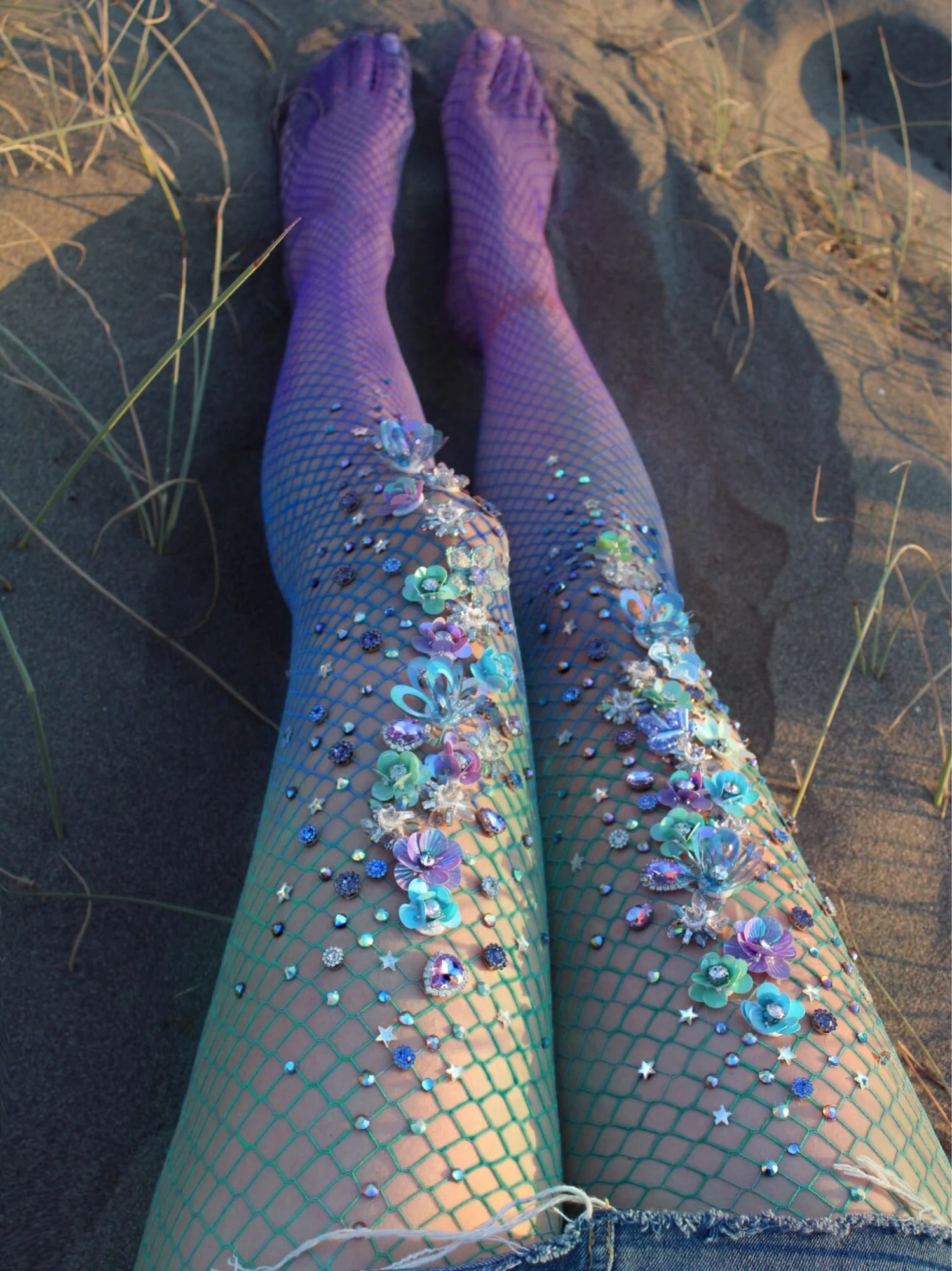 Bead and Crystal Embellished Fishnet Tights by Lirika Matoshi / The Beading  Gem