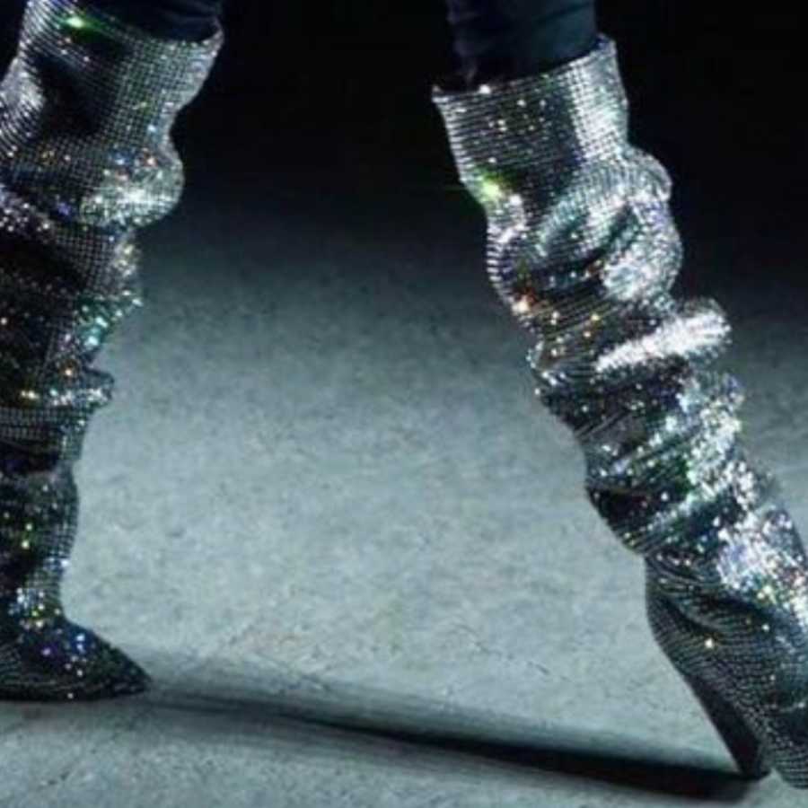 Yves saint laurent glitter boots on sale