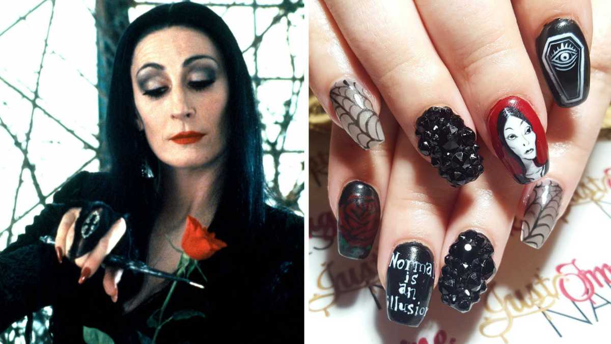 9. Morticia Addams nail design ideas - wide 6