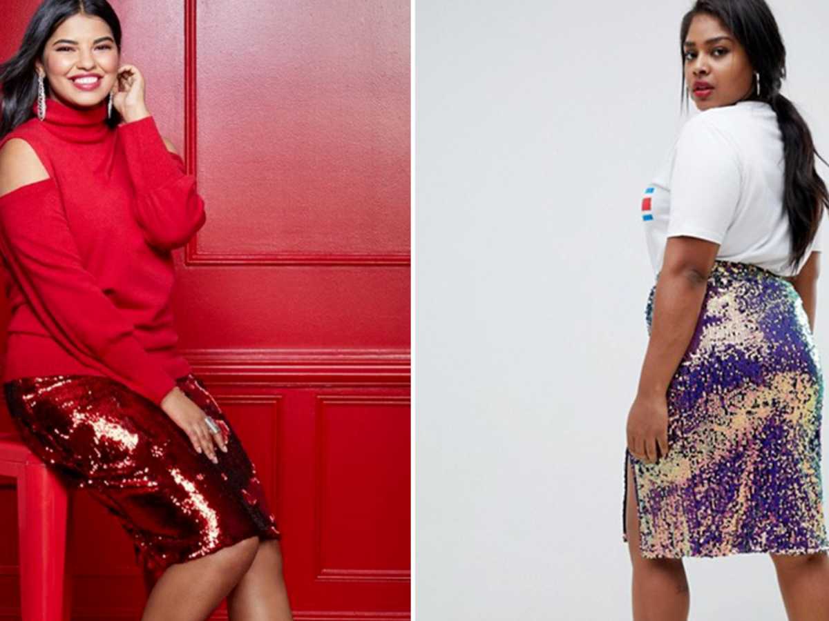 Plus size sequin sales skirt vs brim