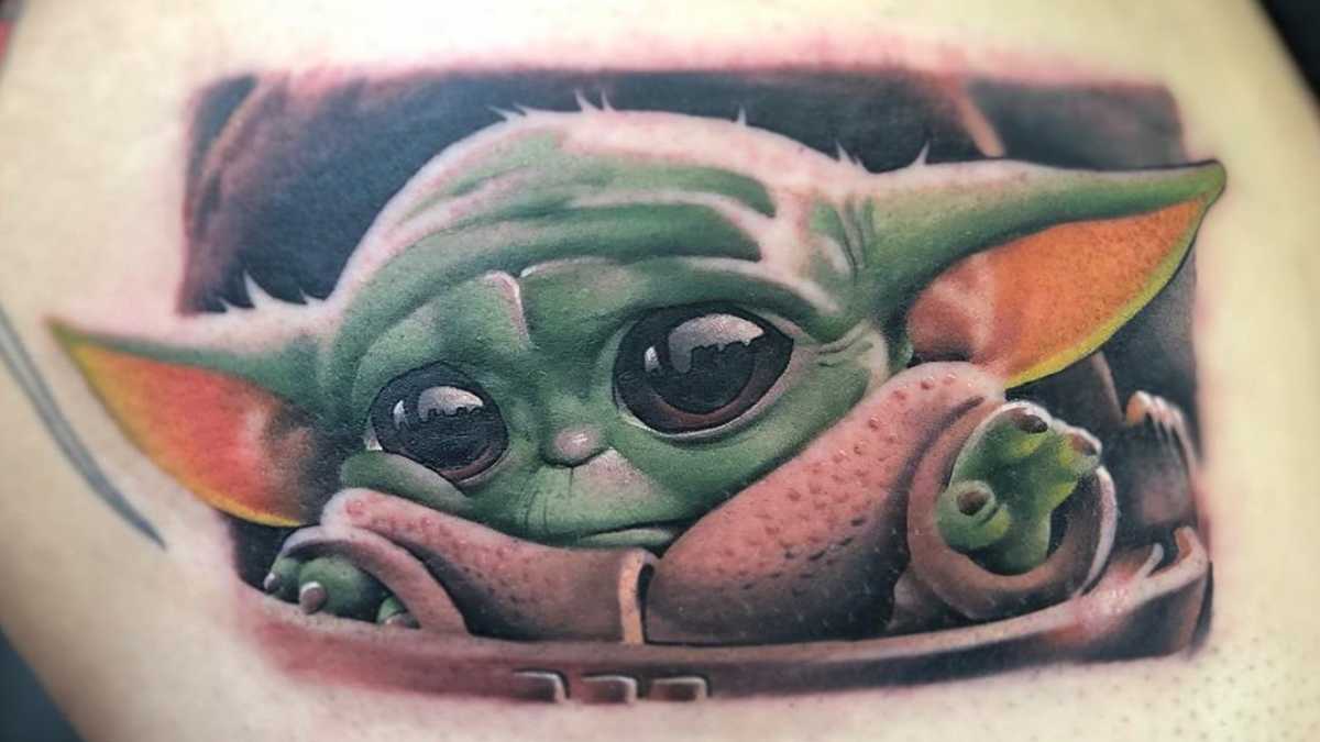 Small and Simple Baby Yoda Tattoo - wide 3
