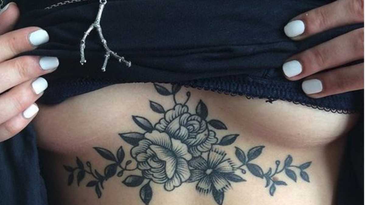 Underboob botanical tattoo  Tattoos, Botanical tattoo, Geometric tattoo